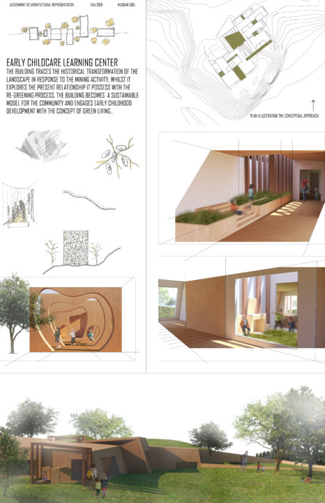 Poster with renders and architectural programs