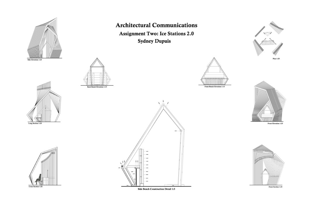 Poster with a series of architectural diagrams