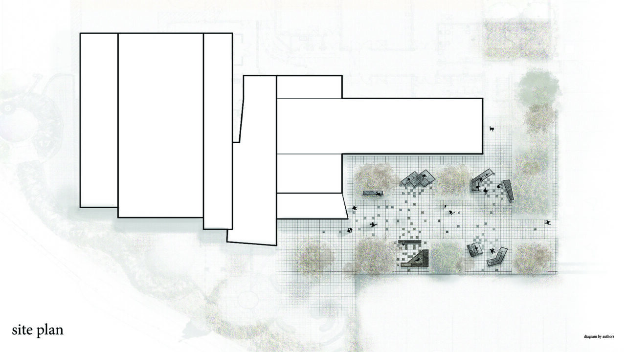 Site plan showing the existing built form and outdoor area
