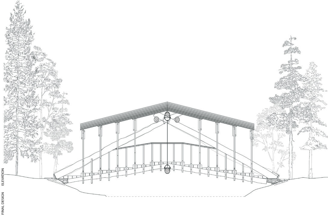 Elevation of a student designed wooden bridge