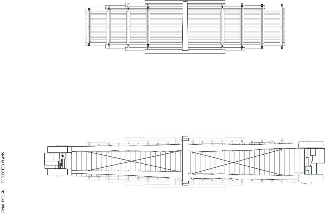 Plan views of a wooden bridge designed by students