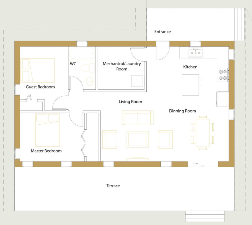 Floor plan of a one storey building