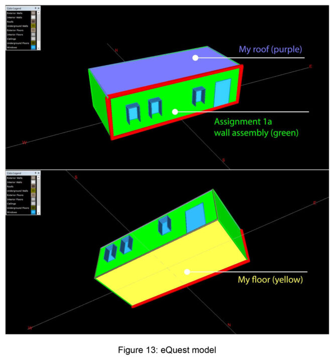 Two screenshots of a one storey house in an energy modelling software