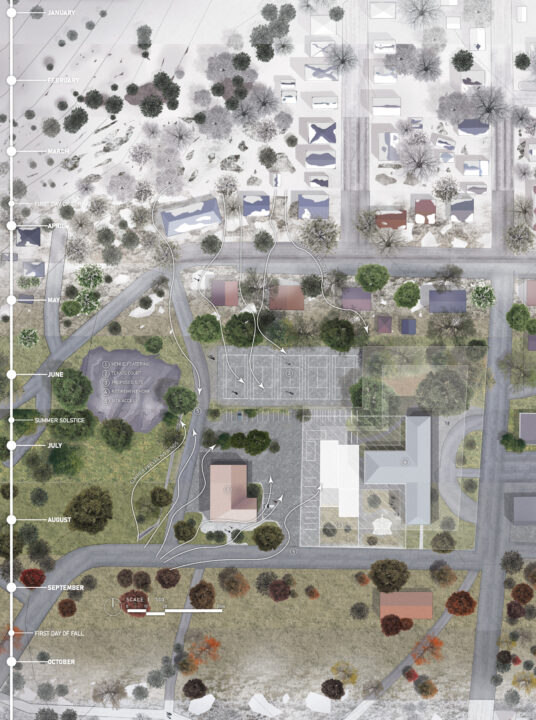 Urban map of a student designed early education center in a city context