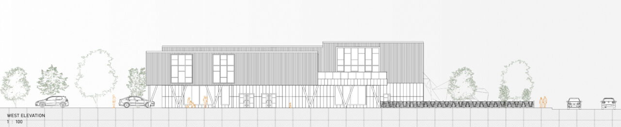West elevation of a student designed early education center