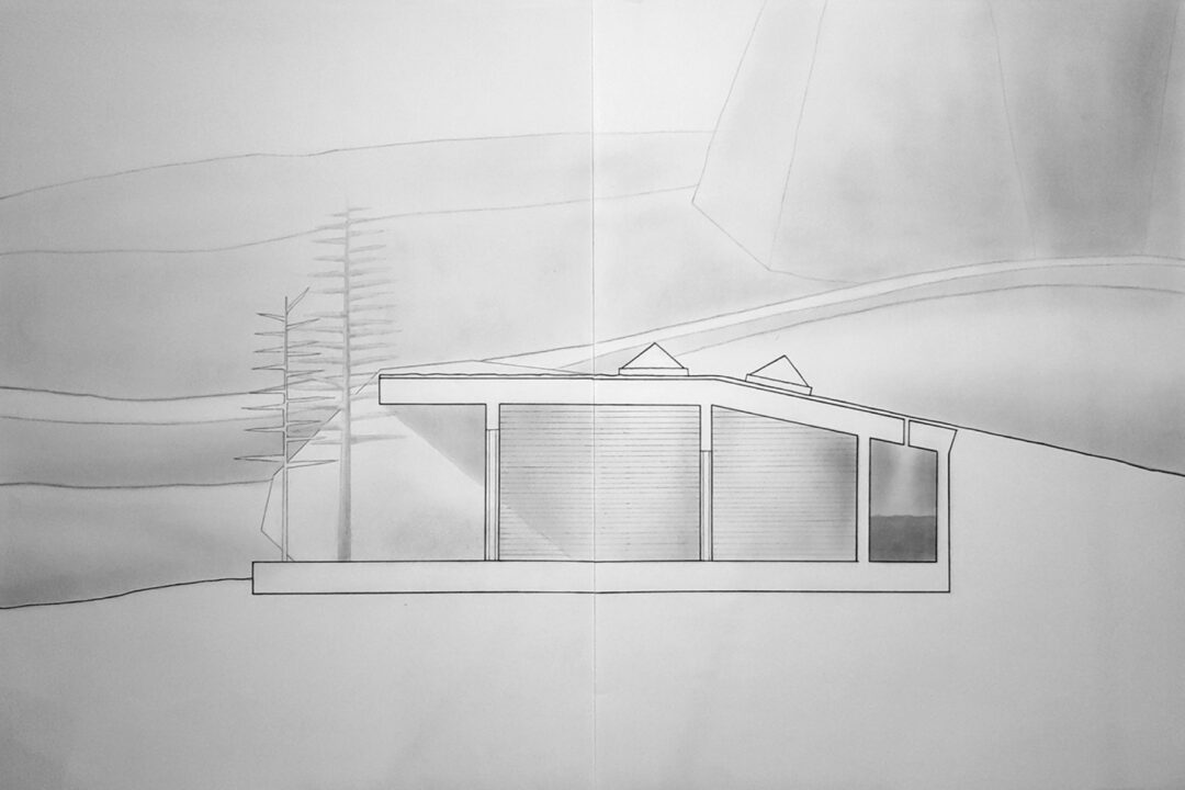 Hand drawn section of a student designed building