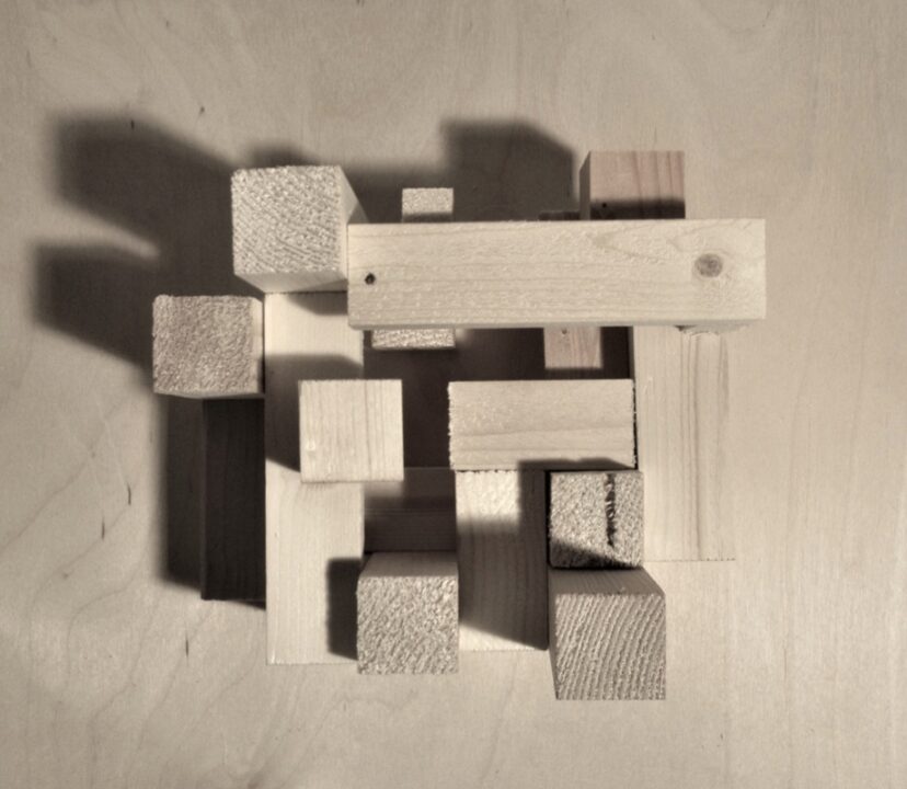 Photograph of a wooden block model