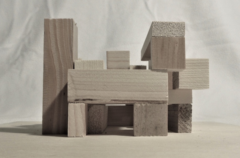 Photograph of a wooden block model