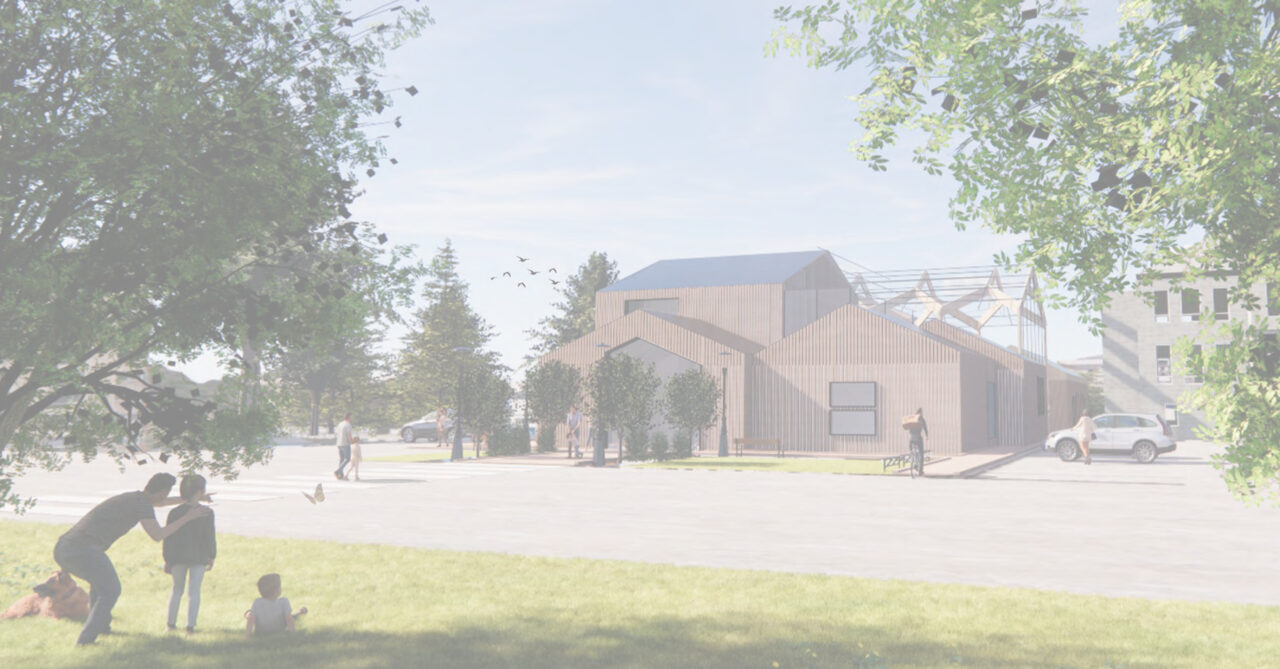 Exterior render of a student designed early education center