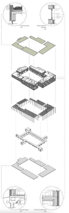 Structural axonometric drawing of a student designed early education center