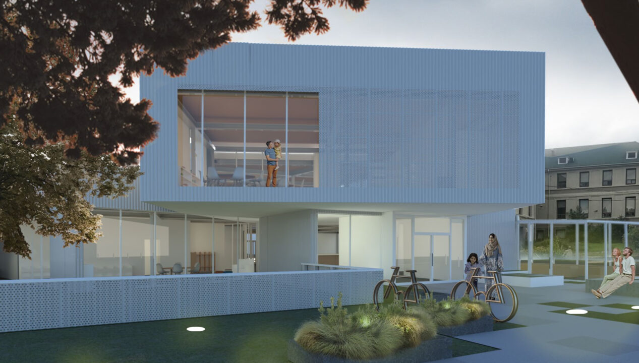 Exterior render of a student designed early education center