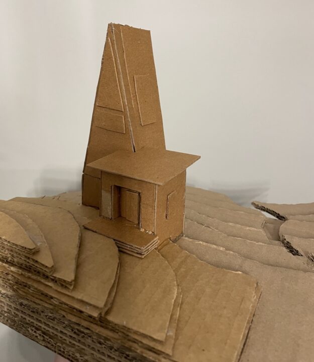 Photograph of a cardboard model of the student's design