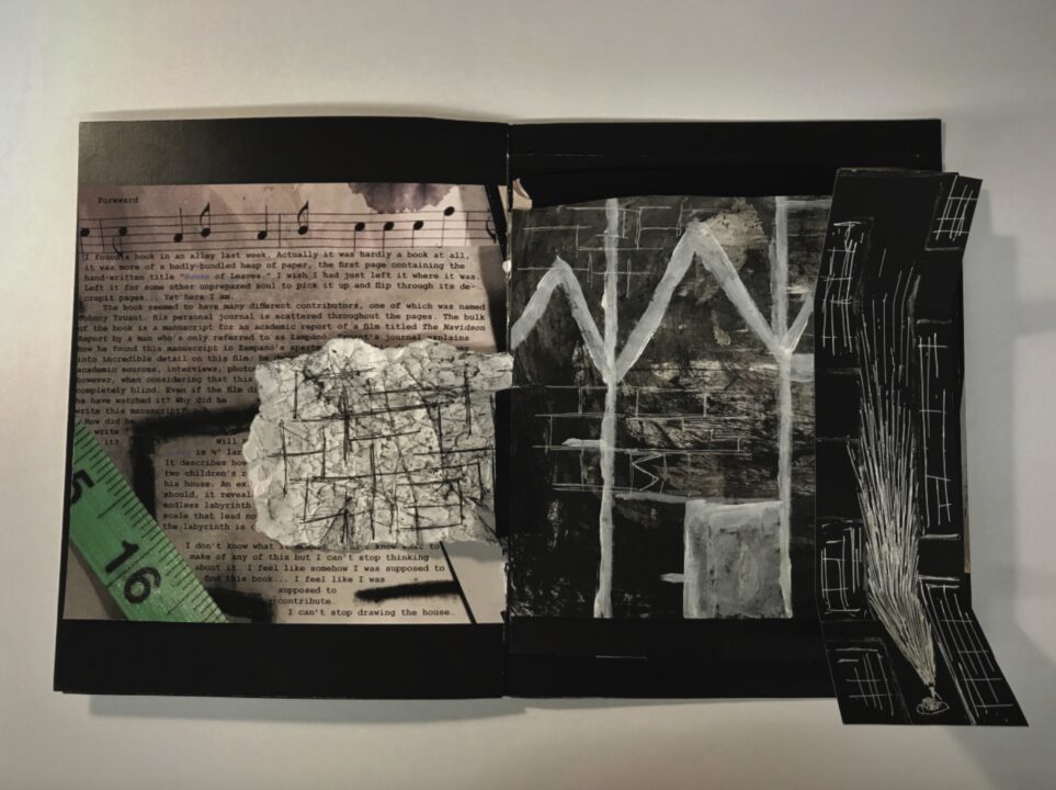 Photograph of a collaged sketchbook page