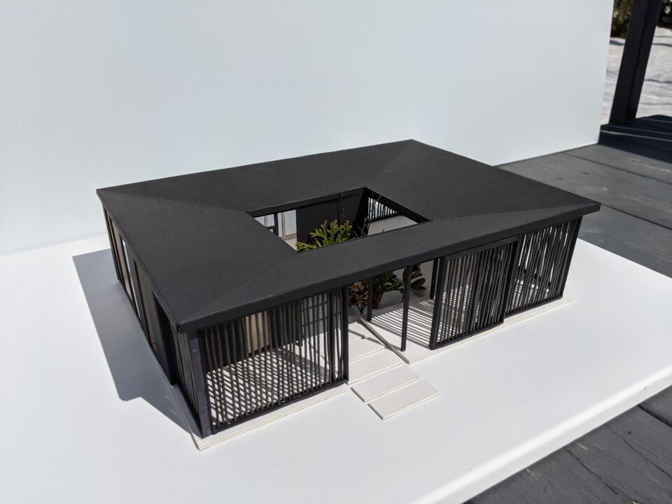 Photograph of a black building model done by a student