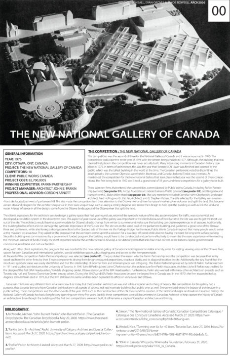 Poster with text and an image of a model of the New National Gallery of Canada