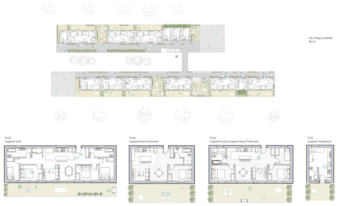 Floor plans of a student designed multi story buildings