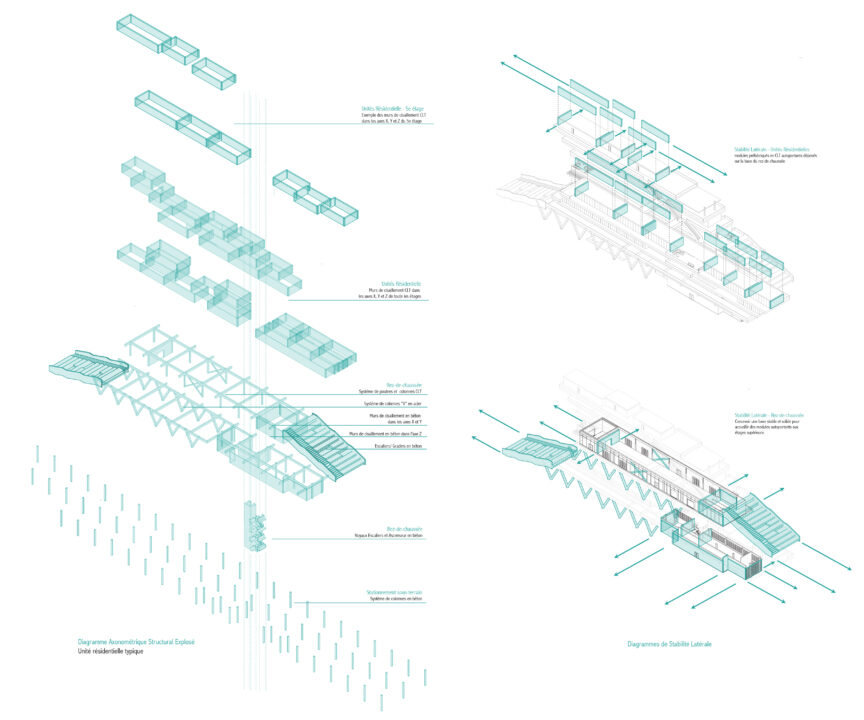 Structural diagrams of a student designed multi story buildings