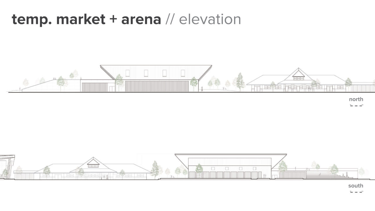 Elevations of the student designed buildings