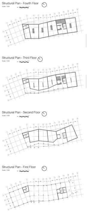 Structural floor plans of a student designed multi story buildings