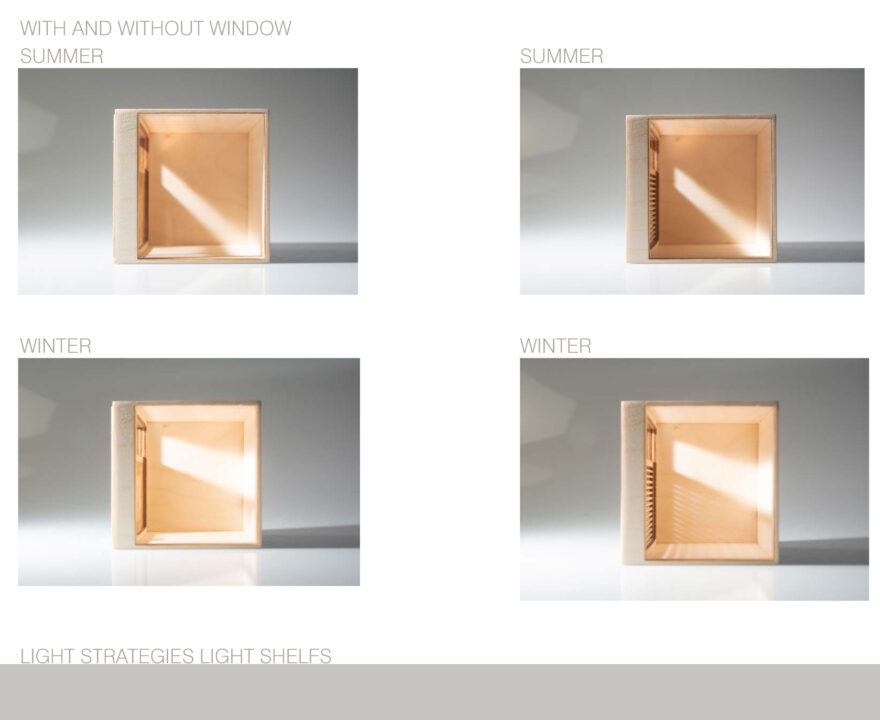 Photographs of a student made wooden model showing natural lighting conditions