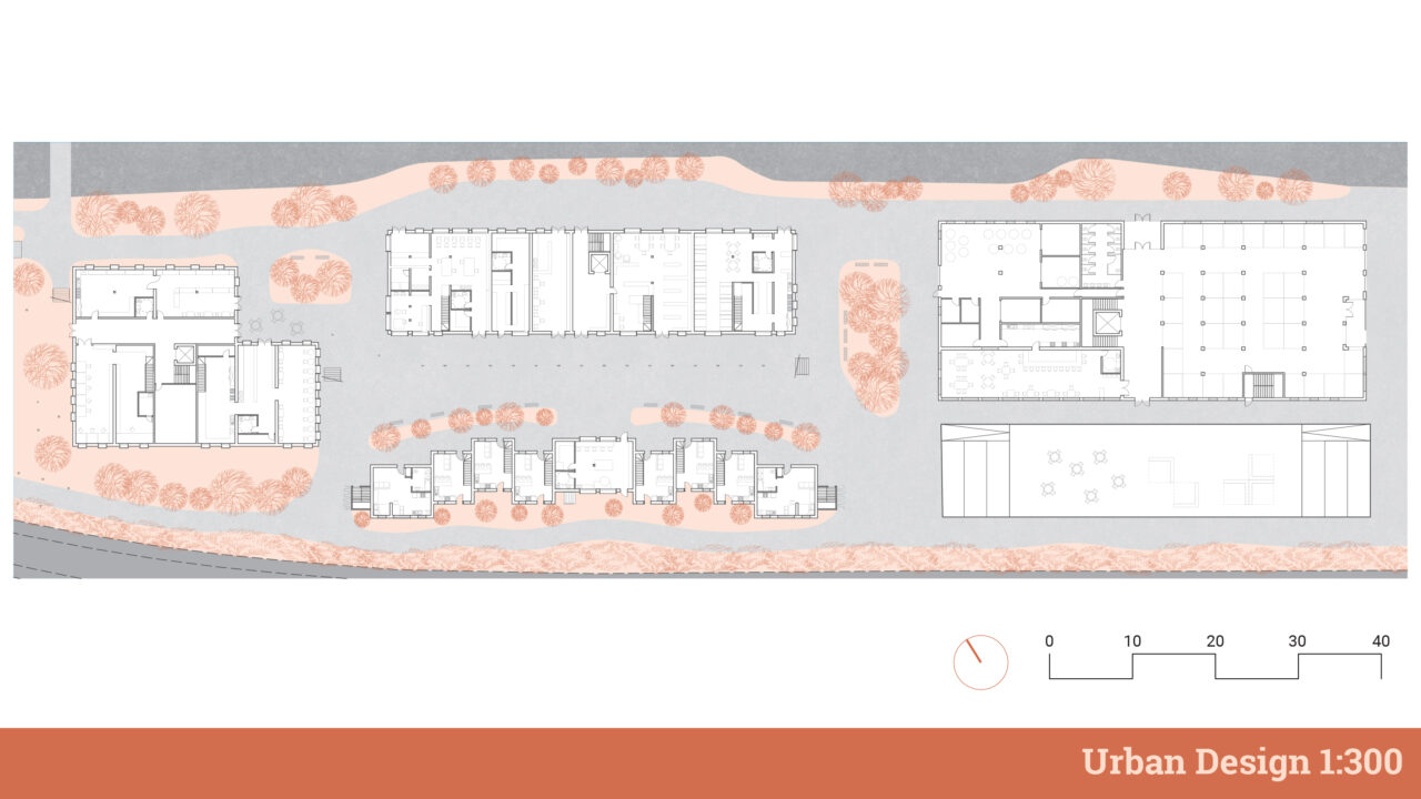 Urban design plan of the student designed buildings