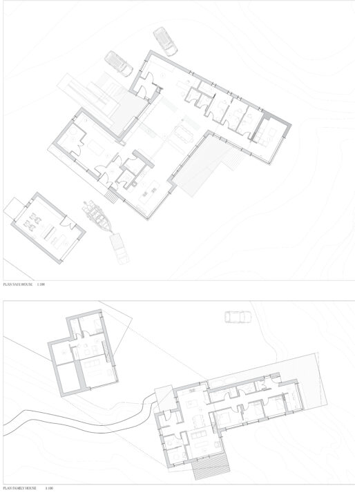 Poster with two floor plans of three student designed buildings