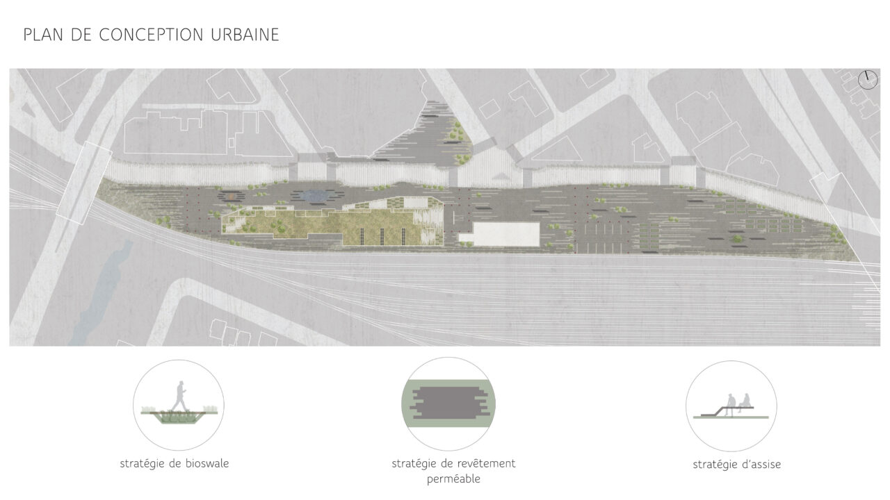 Urban plan of student designed buildings with the surrounding city context