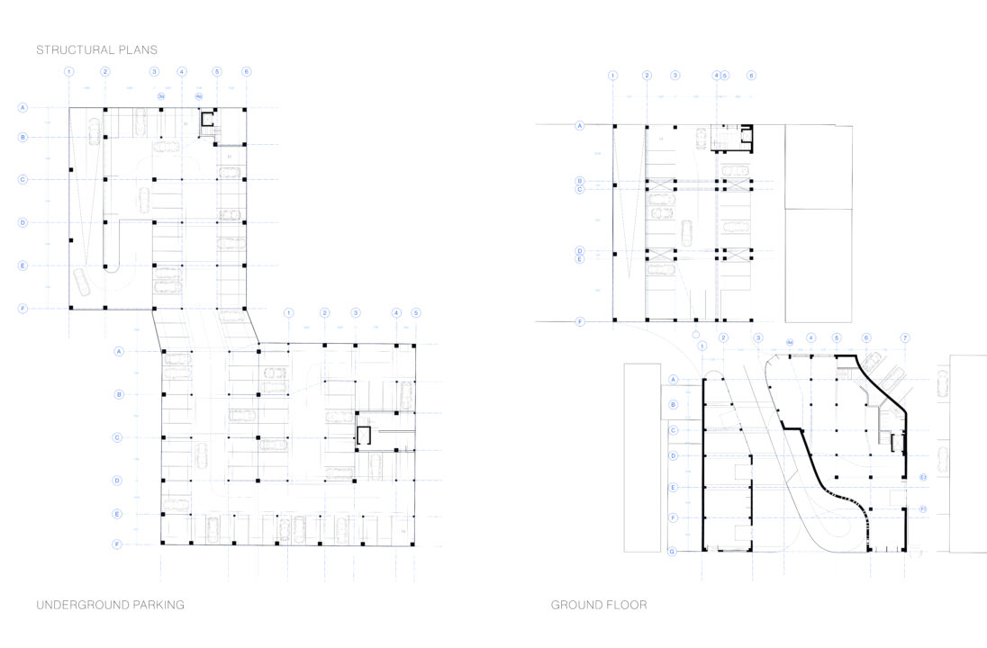 Two structural floor plan drawings