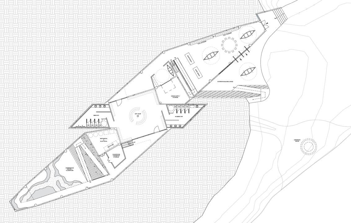 Floor plan of a student designed canoe building center