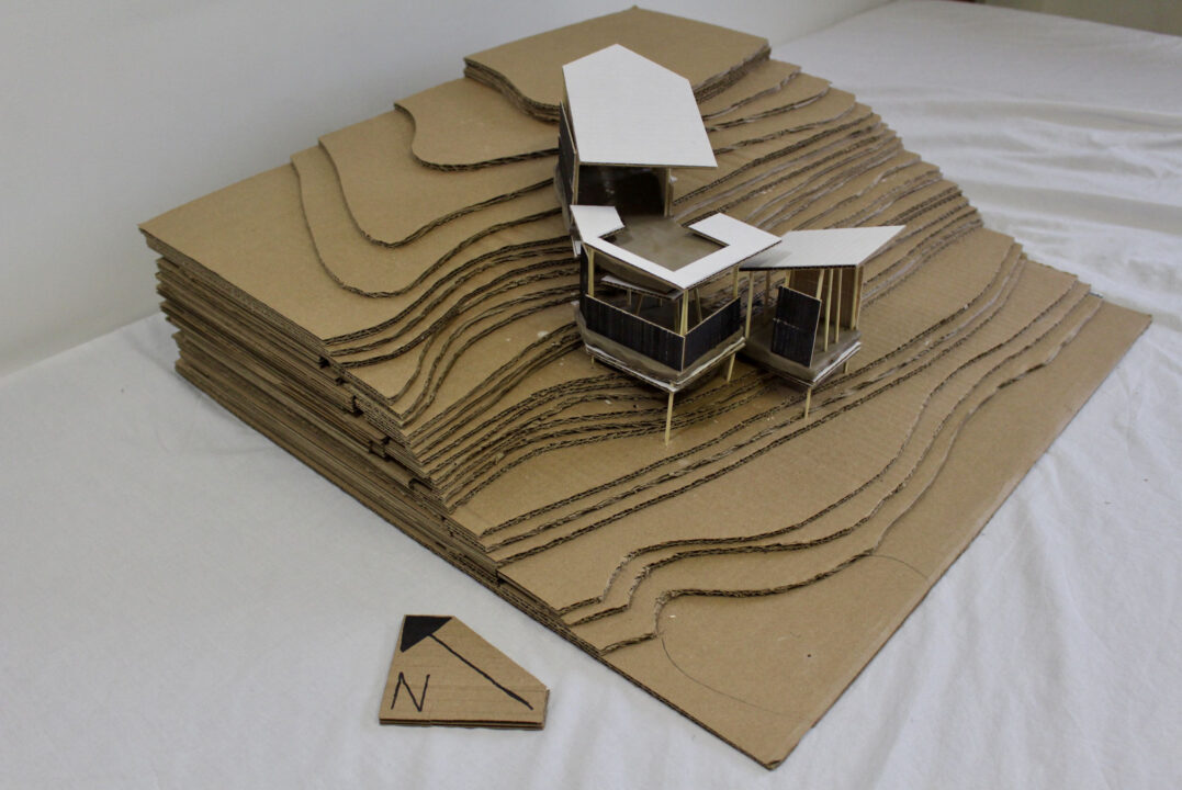 Photograph of a cardboard and matte board model done by a first year student