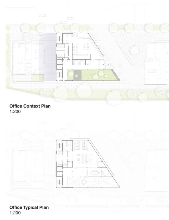 Residential and commercial floor plans of a student designed multi story buildings