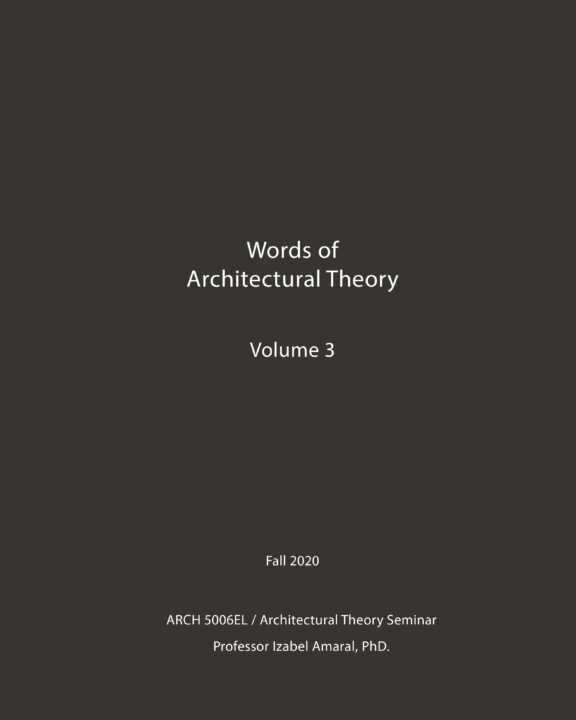 Poster with text, entitled Words of Architectural Theory