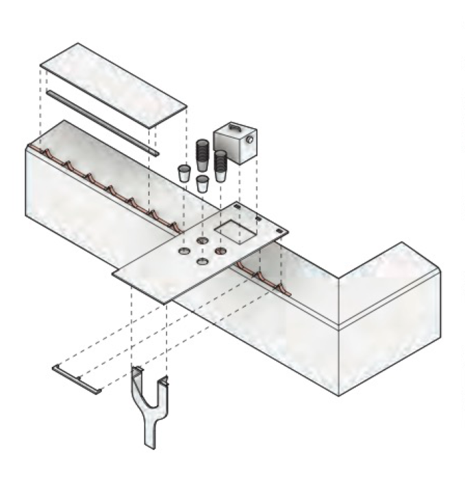 Concept axonometric diagram of a coffee stand
