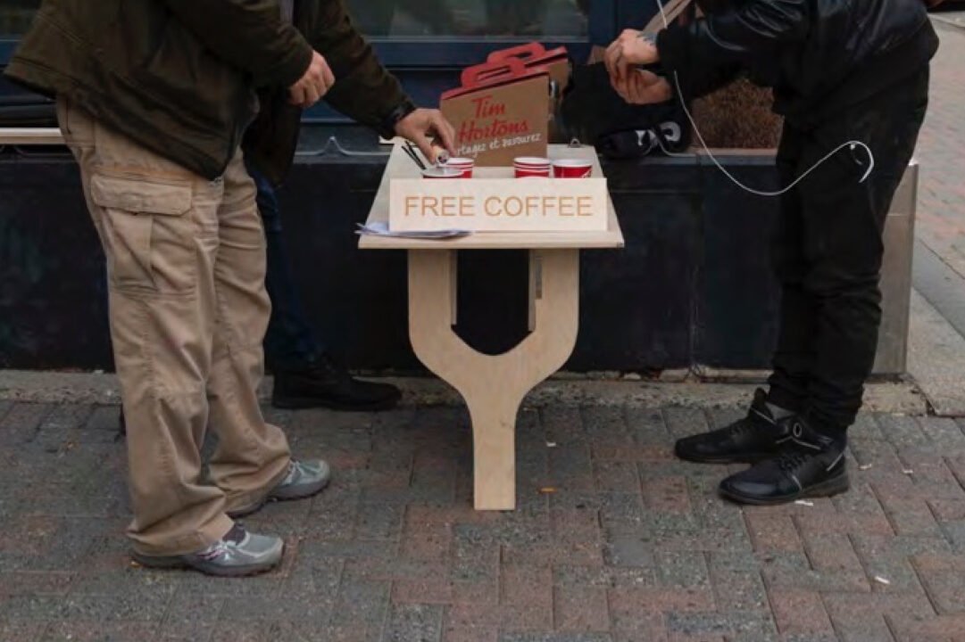 Photograph of the student built coffee stand