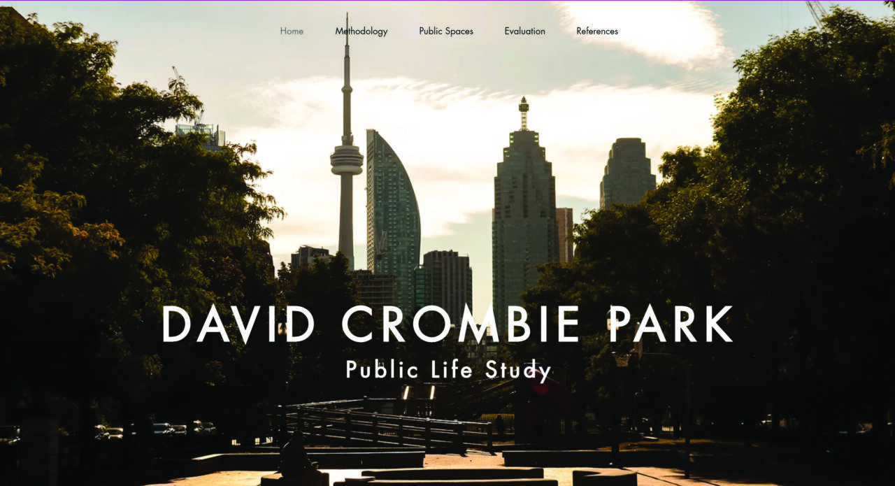Home page screenshot of website designed by students with the toronto cityscape as a background image