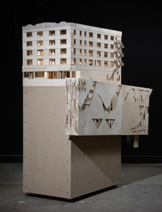 Photograph of a multi storey building made of wood