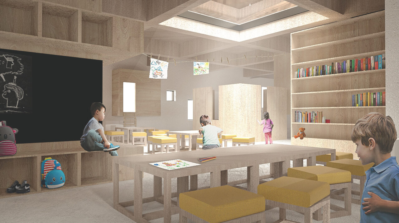 Interior rendering of a classroom in an early childhood education center
