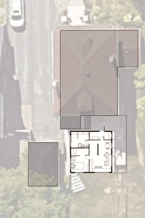 Floor plan drawing with site context