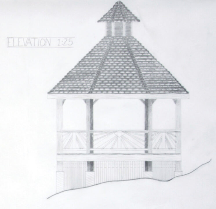 Hand drawn elevation done by first year student