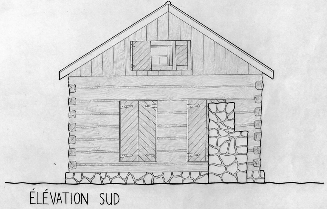 Hand drawn south elevation done by the first year student
