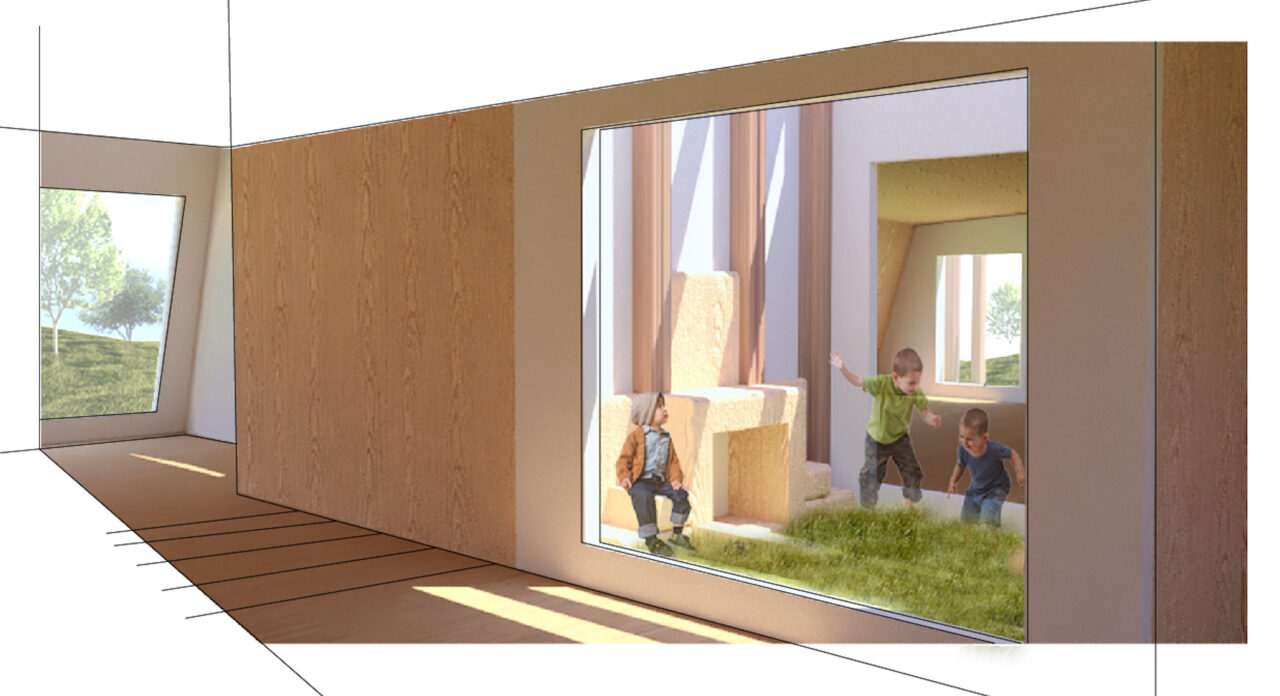 Interior render of a play suite in early childhood education center