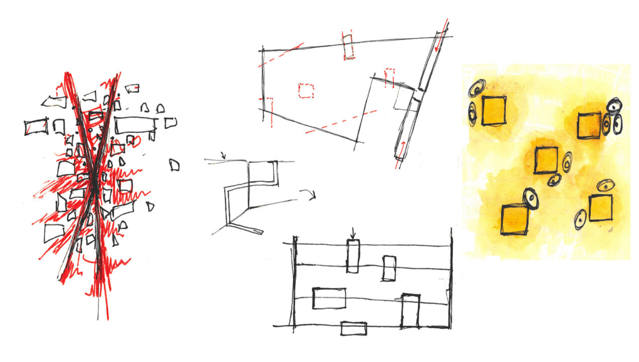 Concept diagrams for an art gallery building