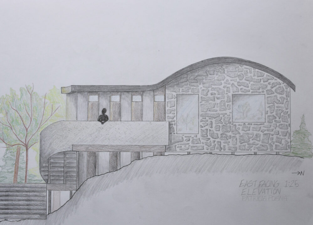 Hand drawn elevation done by a first year student