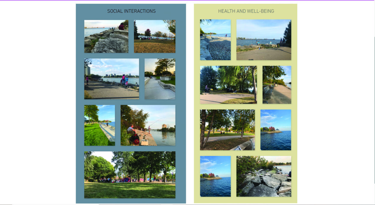 Website screenshot with two comparative images, each containing multiple photographs of park and water spaces