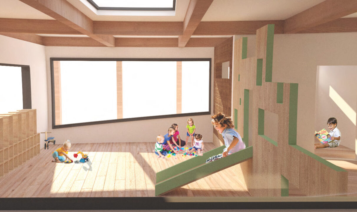 Interior render of a play suite in an early childhood education center