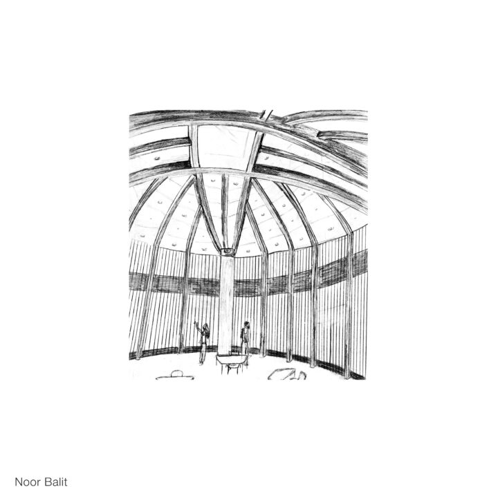 Interior sketch of the Indigenous Learning Center by Noor Balit