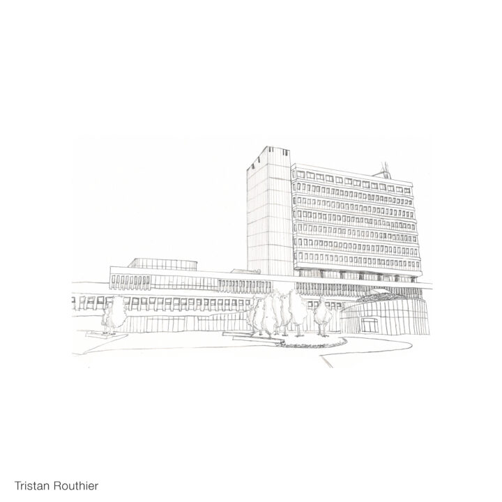 Sketch of the Parker Building by Tristan Routhier