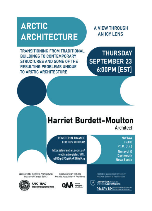 Affiche de la conférence virtuelle de Harriet Burdett-Moulton, sponsorisée par l'IRAC et l'OAA