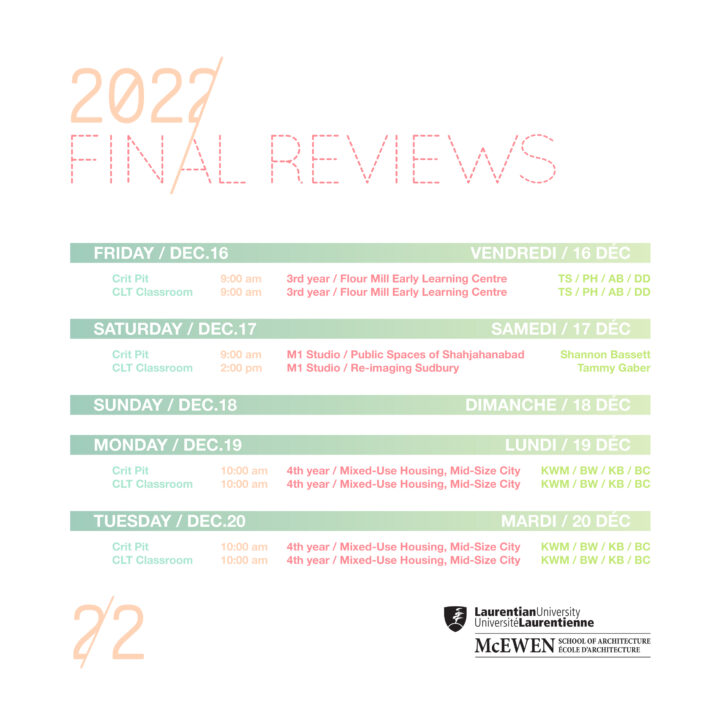 Schedule of Fall 2022 reviews (2/2)