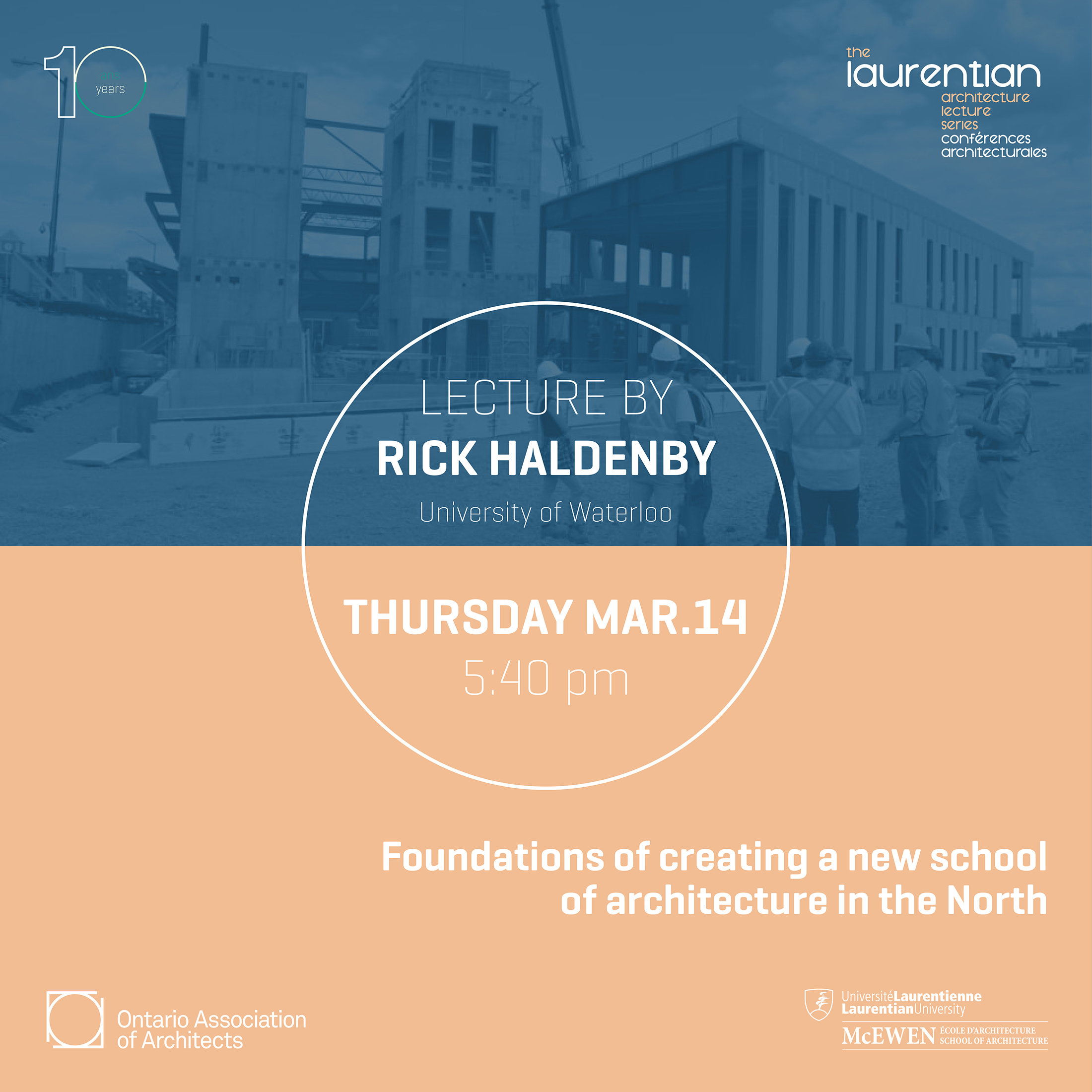 Poster of Lecture by Rick Haldenby on Thursday March 14 at 5:40 pm